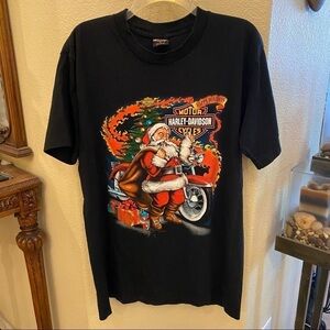 Vintage HARLEY-DAVIDSON 1996 Christmas Santa Graphic T-Shirt Size Large
